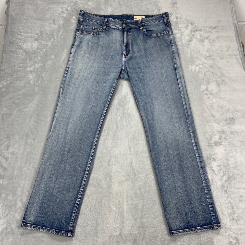 Orvis Jeans Mens 36x32 Light Blue 1856 Denim Stretch Five Pocket Straight Leg